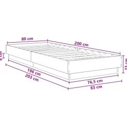 vidaXL Vloerbedframe Artisanaal eiken 80 x 200 cm Bewerkt hout