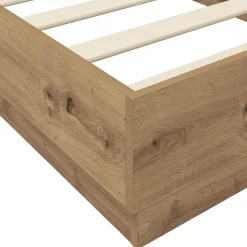 vidaXL Vloerbedframe Artisanaal eiken 80 x 200 cm Bewerkt hout
