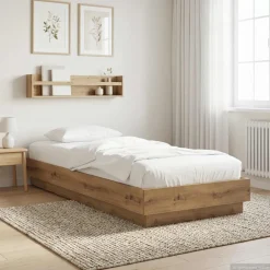 vidaXL Vloerbedframe Artisanaal eiken 80 x 200 cm Bewerkt hout