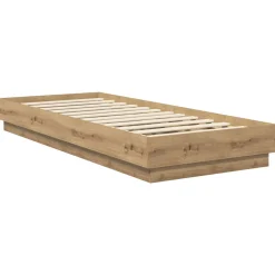 vidaXL Vloerbedframe Artisanaal eiken 80 x 200 cm Bewerkt hout