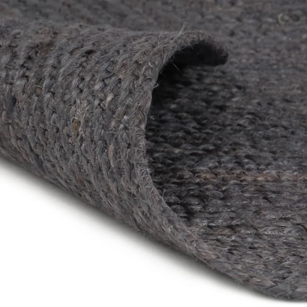 vidaXL Vloerkleed handgemaakt rond 90 cm jute donkergrijs