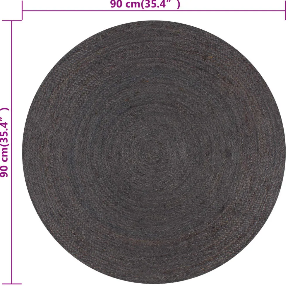 vidaXL Vloerkleed handgemaakt rond 90 cm jute donkergrijs