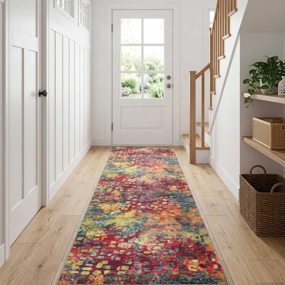 vidaXL Vloerkleedloper LESAKA kleurrijk 50 x 100 cm Diamantvelours
