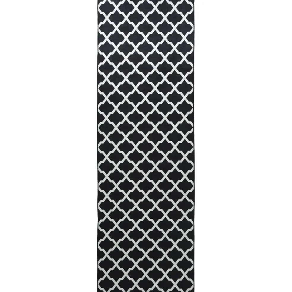 vidaXL Vloerkleedloper LESAKA Zwart en wit 50 x 100 cm Diamantvelours