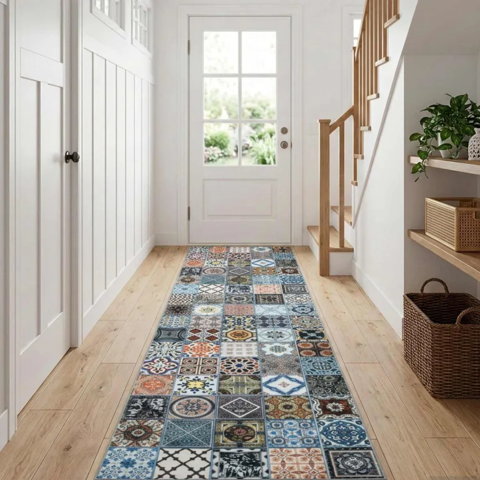 vidaXL Vloerkleedloper ORIZ 1150 gsm Blauw 100% polyestervilt