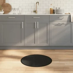 vidaXL Vloerkleed rond 60 cm bamboe zwart