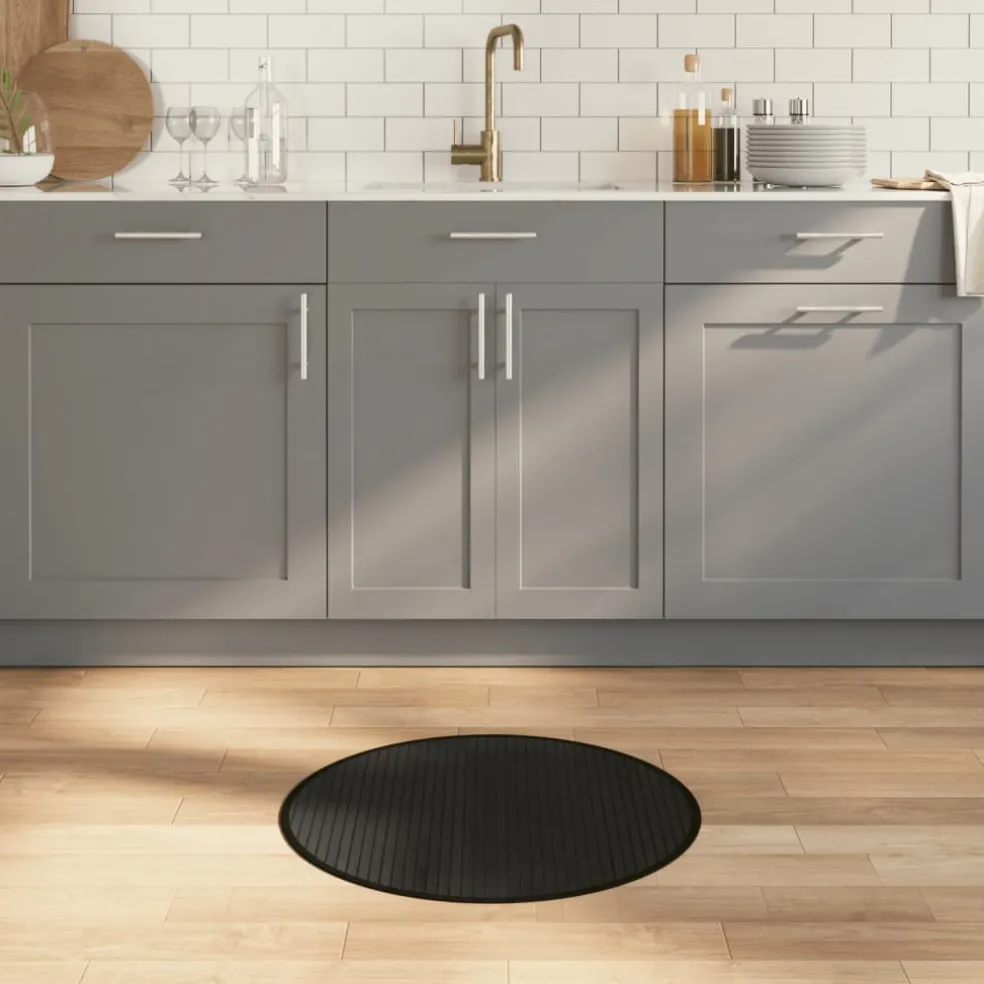vidaXL Vloerkleed rond 60 cm bamboe zwart