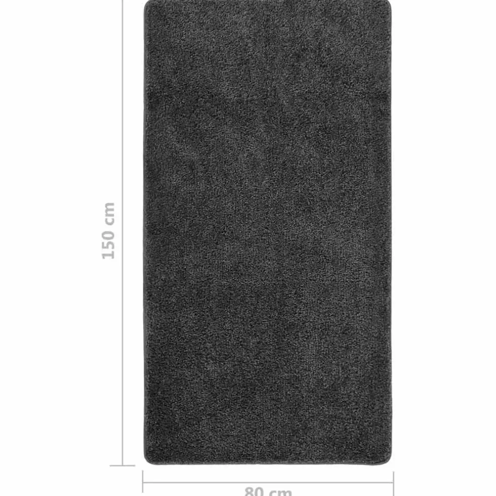 vidaXL Vloerkleed shaggy anti-slip 80x150 cm donkergrijs