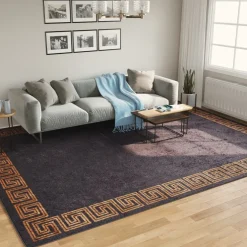 vidaXL Vloerkleed wasbaar 400x300 cm zwart en goudkleurig
