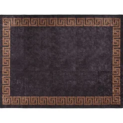 vidaXL Vloerkleed wasbaar 400x300 cm zwart en goudkleurig