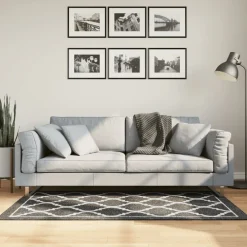 vidaXL Vloerkleed wasbaar 80x150 cm zwart en wit