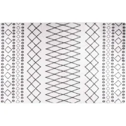 vidaXL Vloerkleed wasbaar 80x150 cm wit en zwart