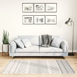vidaXL Vloerkleed wasbaar 80x150 cm wit en zwart