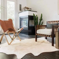 vidaXL Vloerkleed 150x170 cm echte runderhuid beige