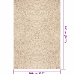 vidaXL Vloerkleed ZIZUR beige binnen en buiten 140x200 cm jute look