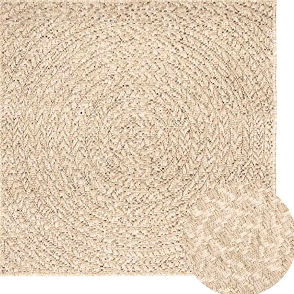 vidaXL Vloerkleed ZIZUR beige binnen en buiten 120x120 cm jute look