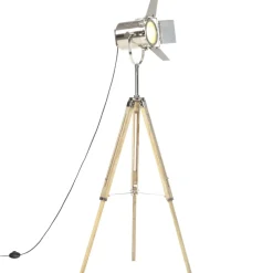 vidaXL Vloerlamp driepoot 140 cm massief mangohout