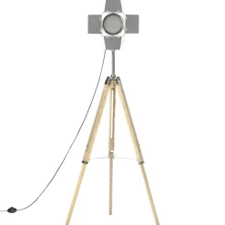 vidaXL Vloerlamp driepoot 140 cm massief mangohout
