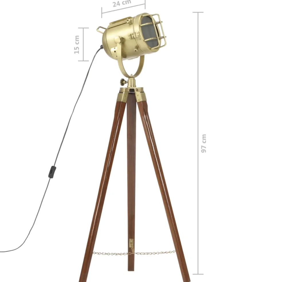 vidaXL Vloerlamp driepoot 97 cm massief mangohout