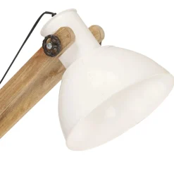 vidaXL Vloerlamp E27 massief mangohout wit