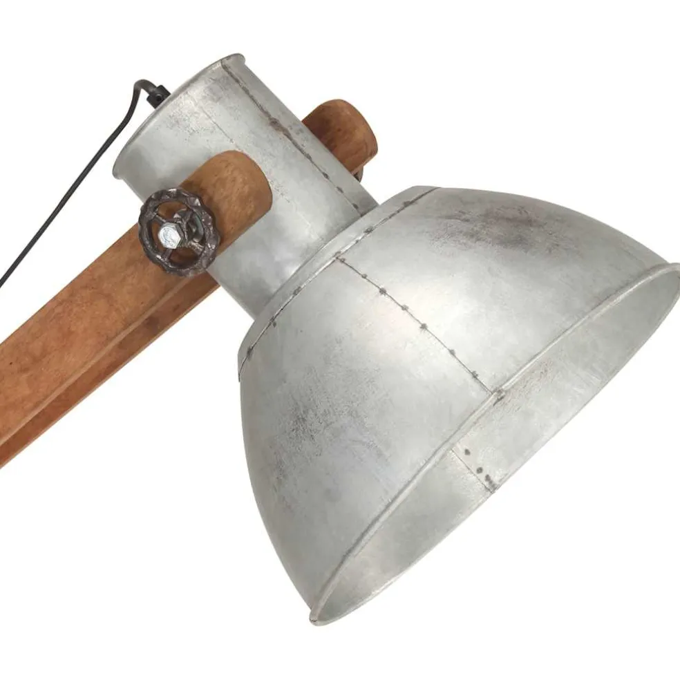 vidaXL Vloerlamp E27 massief mangohout zilverkleurig