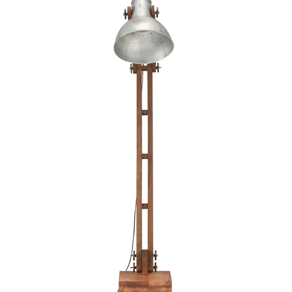 vidaXL Vloerlamp E27 massief mangohout zilverkleurig