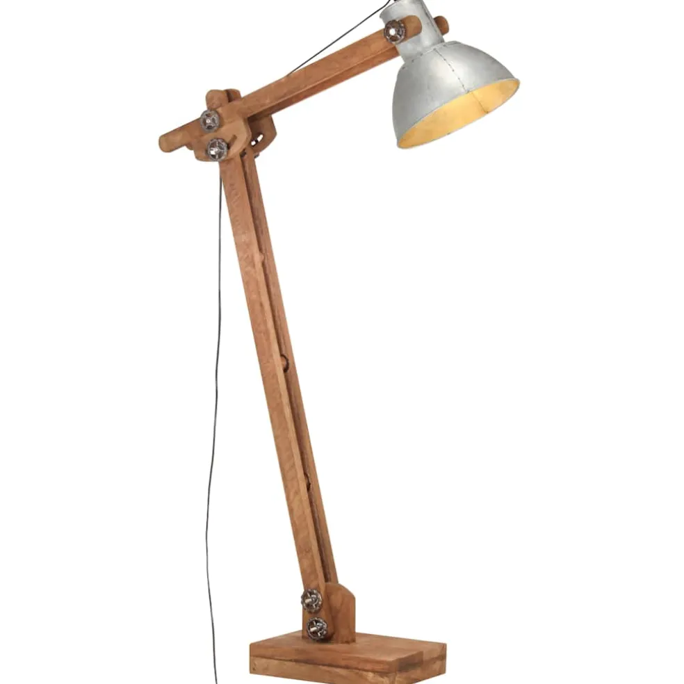 vidaXL Vloerlamp E27 massief mangohout zilverkleurig