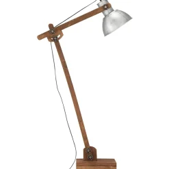 vidaXL Vloerlamp E27 massief mangohout zilverkleurig