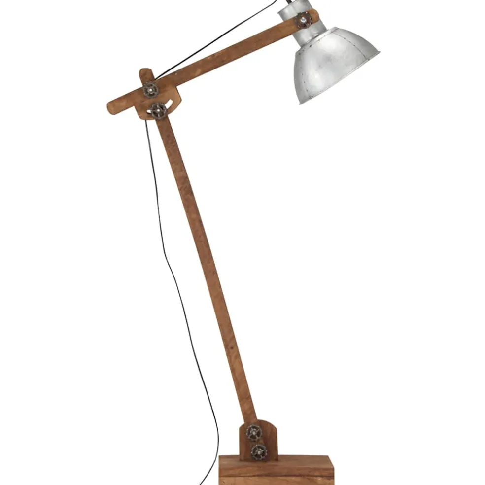 vidaXL Vloerlamp E27 massief mangohout zilverkleurig