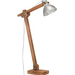 vidaXL Vloerlamp E27 massief mangohout zilverkleurig