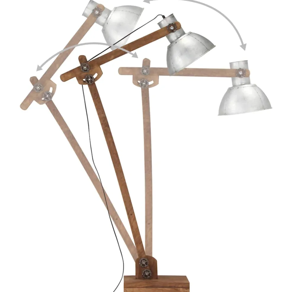 vidaXL Vloerlamp E27 massief mangohout zilverkleurig