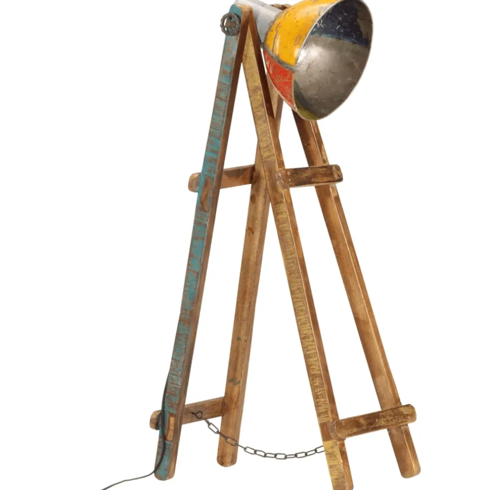 vidaXL Vloerlamp E27 massief mangohout meerkleurig
