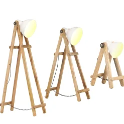 vidaXL Vloerlampen 3 st E27 massief mangohout wit