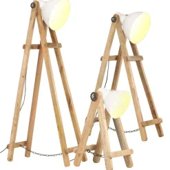 vidaXL Vloerlampen 3 st E27 massief mangohout wit