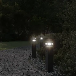 vidaXL Vloerlampen voor buiten met sensor 50 cm aluminium zwart