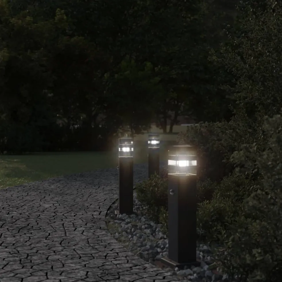 vidaXL Vloerlampen voor buiten met sensor 50 cm aluminium zwart