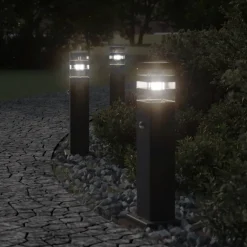 vidaXL Vloerlampen voor buiten met sensor 50 cm aluminium zwart
