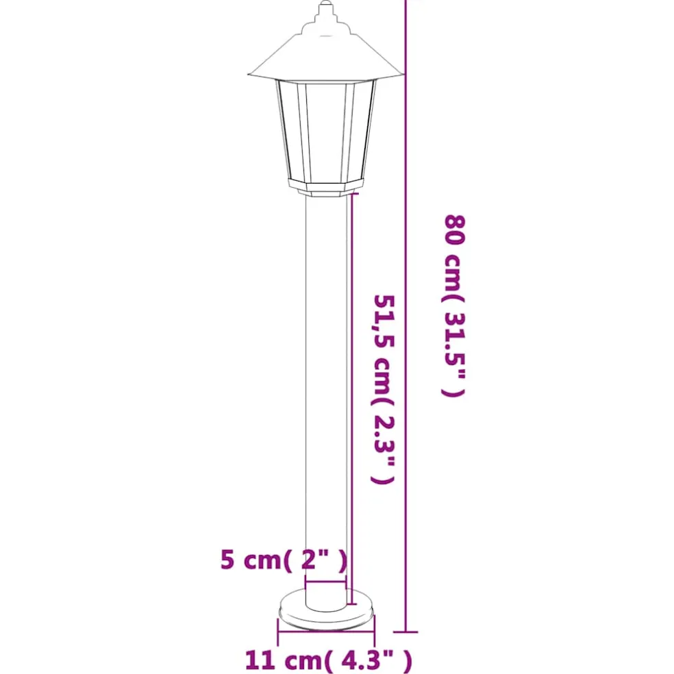 vidaXL Vloerlamp voor buiten 80 cm roestvrijstaal zwart