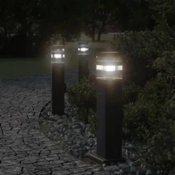 vidaXL Vloerlamp voor buiten met stopcontact 50 cm aluminium zwart