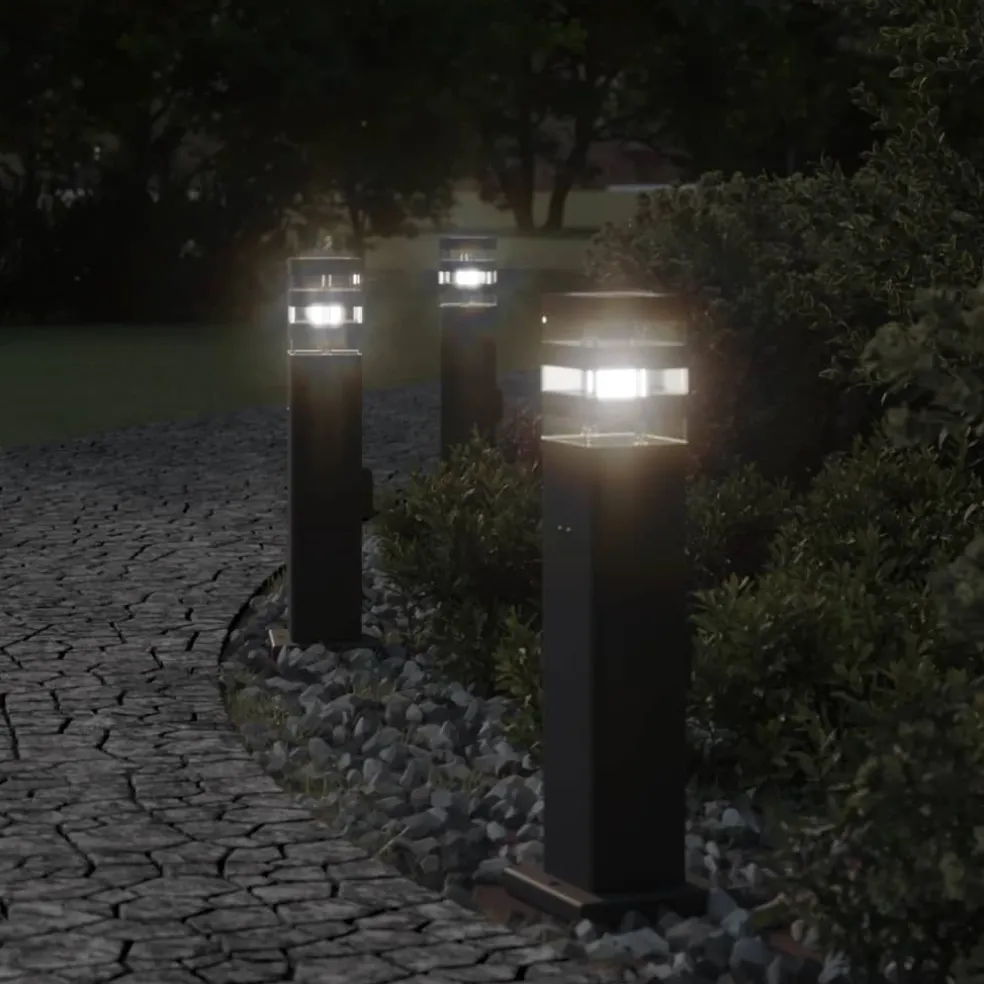 vidaXL Vloerlamp voor buiten met stopcontact 50 cm aluminium zwart