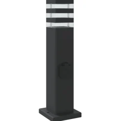 vidaXL Vloerlamp voor buiten met stopcontact 50 cm aluminium zwart