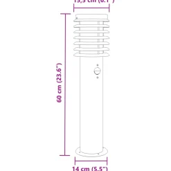 vidaXL Vloerlamp voor buiten met sensor 60 cm roestvrijstaal zwart
