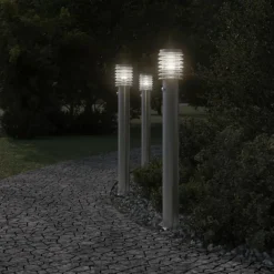 vidaXL Vloerlamp voor buiten met sensor 110 cm roestvrijstaal zilver