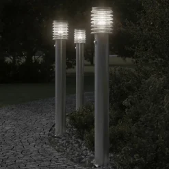 vidaXL Vloerlamp voor buiten met sensor 110 cm roestvrijstaal zilver