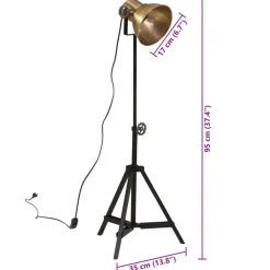 vidaXL Vloerlamp 25 W E27 35x35x65/95 cm antiek messingkleurig