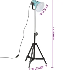 vidaXL Vloerlamp 25 W E27 35x35x65/95 cm verweerd blauw