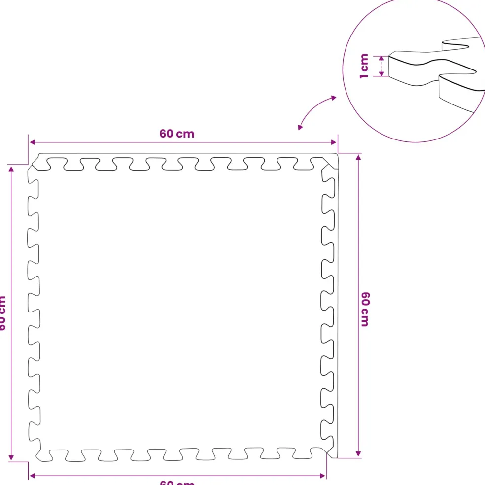 vidaXL Vloermatten 6 st Grijs 2,16 m² EVA Schuim