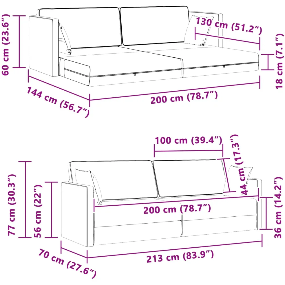 vidaXL Vloerslaapbank Zwart 213 x 70 x 77 cm Fluweel