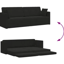 vidaXL Vloerslaapbank Zwart 213 x 70 x 77 cm Fluweel