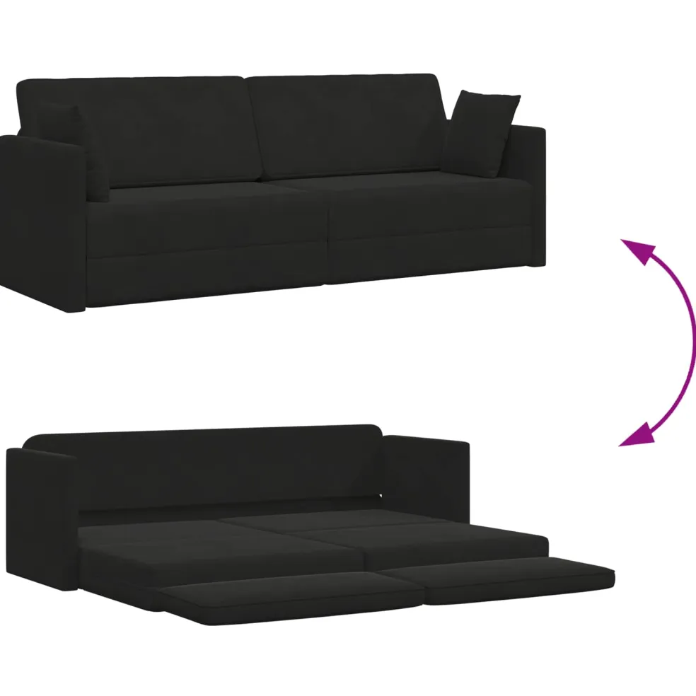 vidaXL Vloerslaapbank Zwart 213 x 70 x 77 cm Fluweel